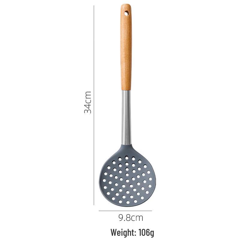 Silicone Wooden Handle Slotted Spatula Set