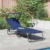 Folding Sun Lounger Blue 190 X 57 X 81 Cm Oxford Fabric