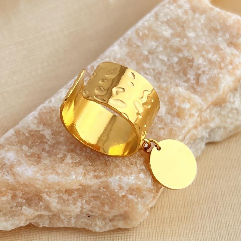Stainless Steel Chunky Rings For Women Gold Color Waterproof Smooth Round Pendant Finger Ring Unisex Party Aesthetic Jewelry