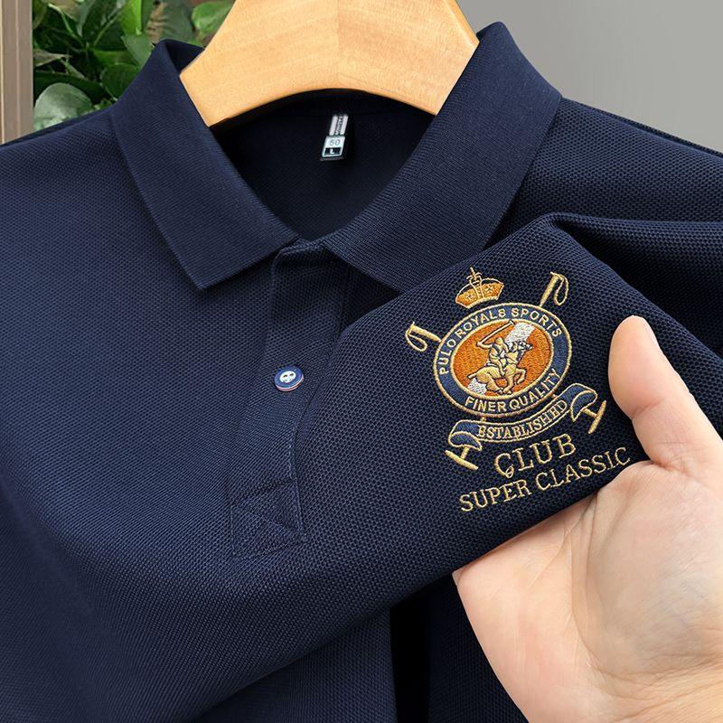 Summer Lapel Short Sleeved T-shirt POLO Shirt Men's Embroidered Short Business Middle-aged Tops
