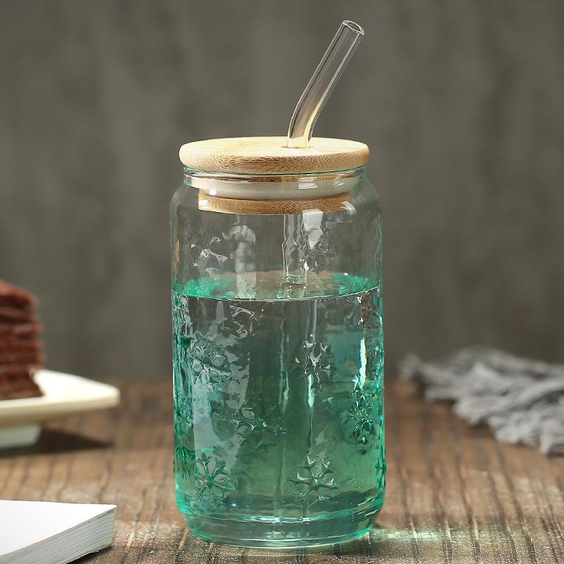 Glass straw cup Adult glass cup Coke cup Household water cup with straw Female student beverage cup Glass