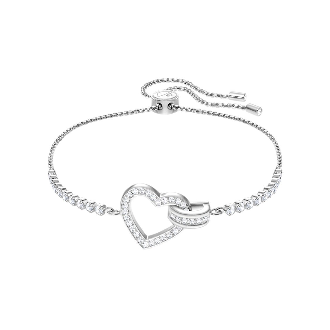 Swarovski Lovely Romantic Heart Interlocking Adjustable Bracelet Women Bracelet Platinum 5380704 Box (Random Color)