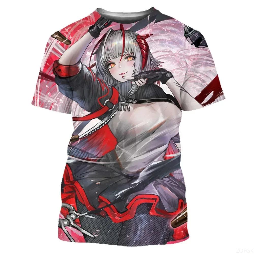 Men and Women Anime Games Girls 3D Printed Street Fashion T-shirt Short Sleeved Casual T-shirt Top Man Clothing