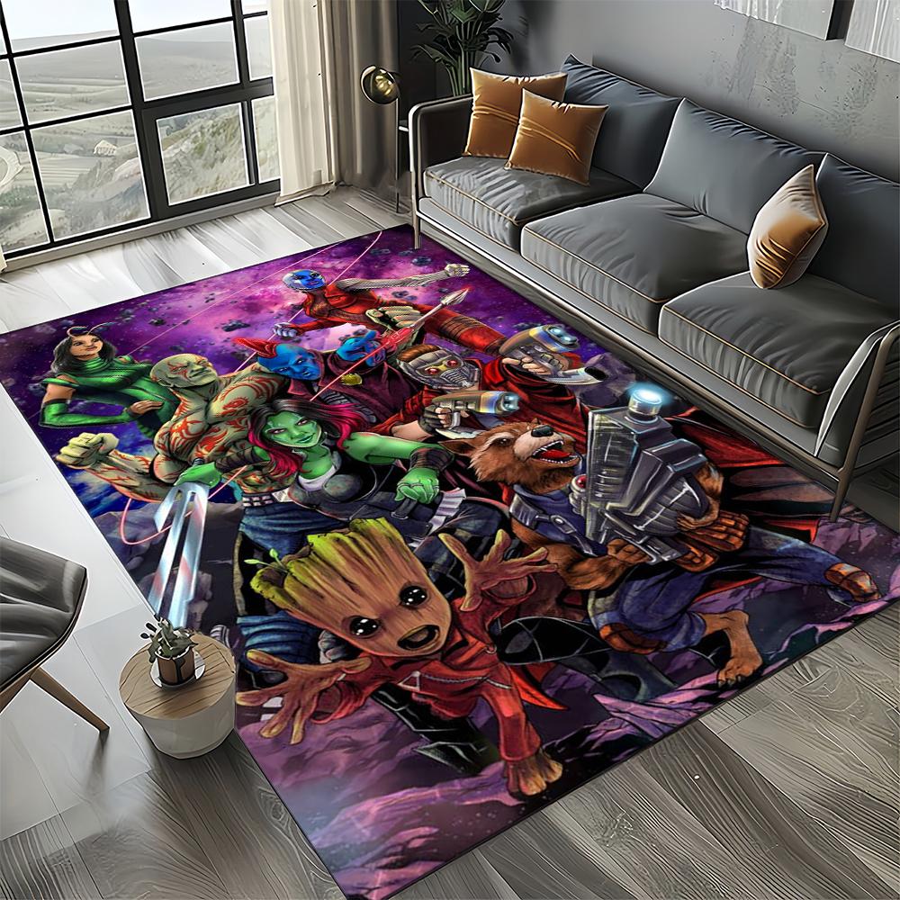 Tapete Cartoon 27 Estilos Guardiões da Galáxia Marvel para Decoração de Sala de Estar Quarto, Tapete de Chão Infantil Antiderrapante para Sofá Capacho