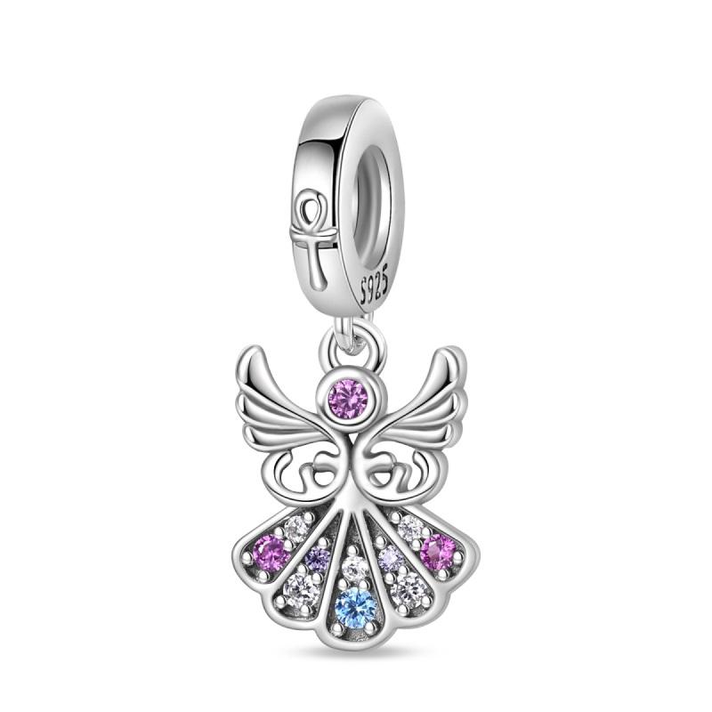 925 Silver Guardian Angel Charms Beads Angel Wings Drunk Angel DIY Bracelet Jewelry Gift for Birthday Lucky