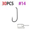 30PCS 1X Fine Wire Down Eye Wide Gape In a Classic Bronze Finish Dry Fly Hook Nymph Tying Hook Trout Fishhook #14-#22