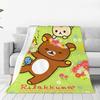 Cartoon Rilakkuma Anime Girls Blanket Super Soft Novelty Plush Throw Blanket For Home Decor Travel Flannel Bedspread Bed Cover