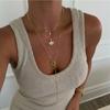 316LStainless Steel Layered Necklace for Women Gold Color Evil Eye Pendant Layer Y Chain Long Lariat Minimalist Jewelry Gift