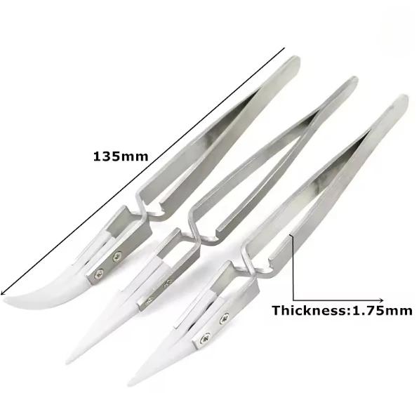 3pcs Ceramic Tip Labor-saving Electronic Soldering Tweezers, Anti-Static Reverse Acid Resistant Precision Chuck Tweezers 2025
