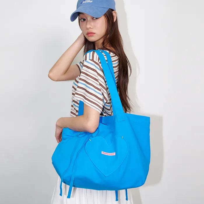 Heart Pocket Big Eco Bag Blue