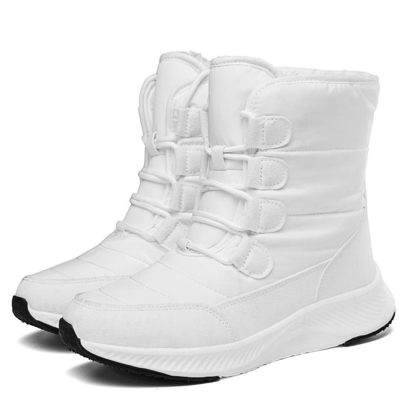 

2025 autumn and winter new women s boots trendy cotton boots outdoor high-top velvet warm thick-soled cotton shoes snow boots women 36 белый