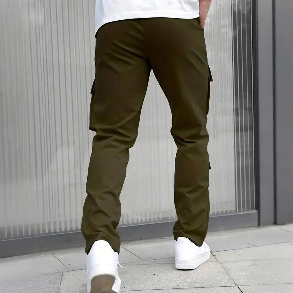 Cargo Pants For Men Workout Joggers Casual Hiking Pants Work Baggy Loose Drawstring Track Sweatpants With Multi Pockets