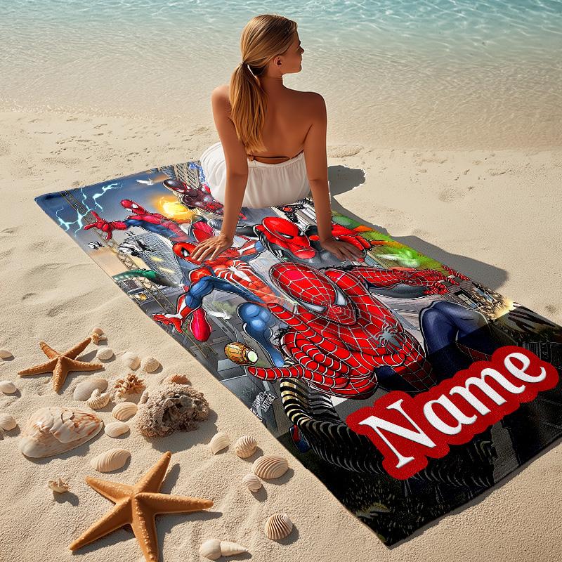Custom Name S-Spide M-Man Artwork Stylish Digital Printing Beach Towel Quick‑Drying Absorbent Blanket for Beach Pool Gym Travel