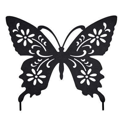 1 Pc Acrylic Black Butterfies Decor Family Yard Art Garden Stakes Lawn Floor Decoration Ornaments Hollow Out Shape