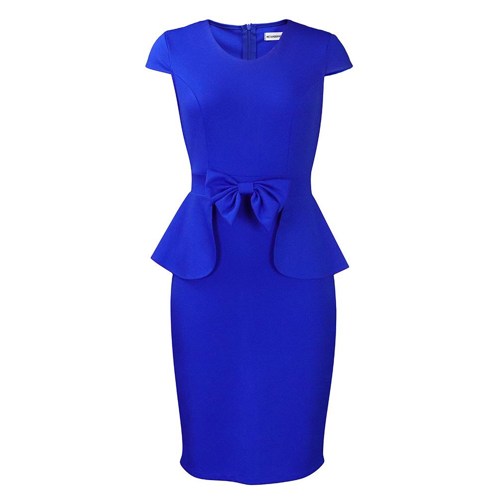 

JKASHDK женская мода лето весна однотонный принт плюс размер короткий рукав с v-образным вырезом средней талии повседневные платья XXXL королевский синий