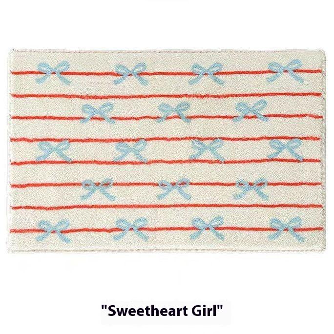 

VIKAMA Бант Девочки Чувство Имитация Кашемира Коврик для пола Ванная Абсорбирующий коврик для пола Мягкий ковер для гостиной спальни Домашний декор 40x60cm 16x24inch