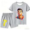 Letní novinka #7 Ronaldo Fotbalový dres Scooer Star 3D potisk Krátký rukáv Tričko+Šortky Set Venkovní sportovní oblečení Rodinná dětská trička