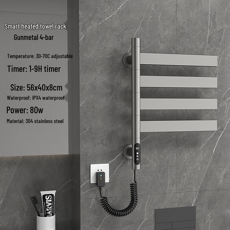 Stainless Steel Smart Electric Towel Rack with Rotatable Heating and Sterilization for Hotel Bathrooms