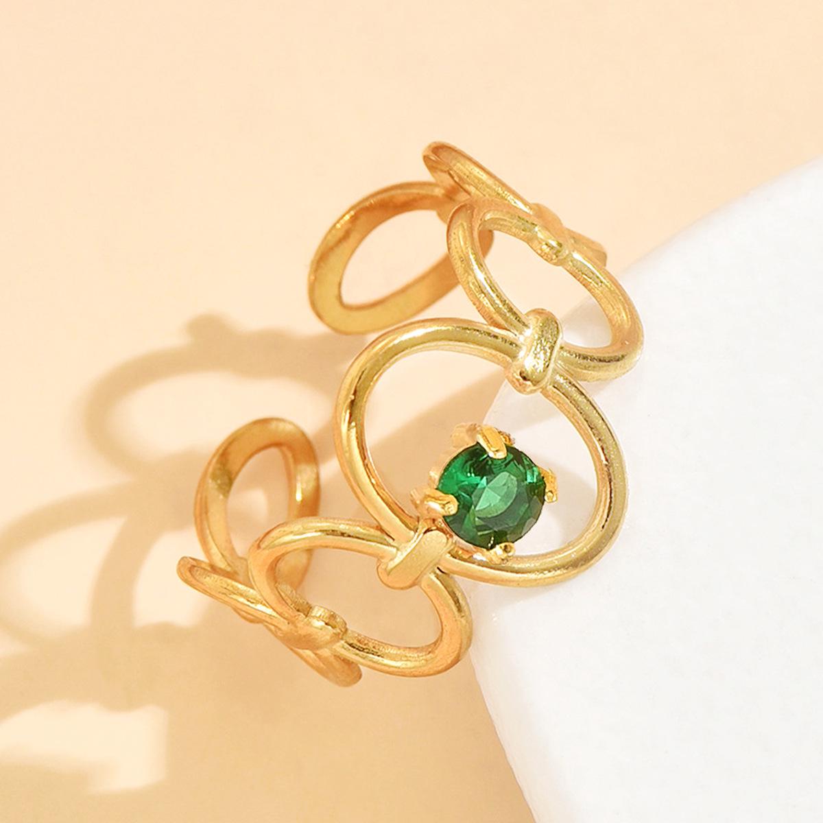 Stainless Steel Geometric Ring with Cubic Zirconia