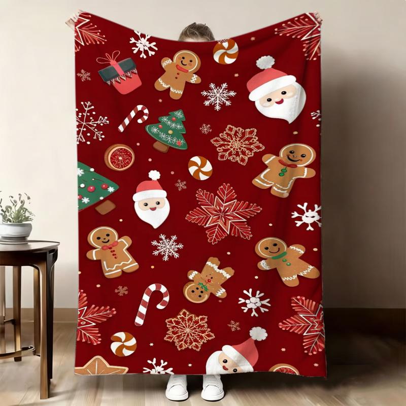 Drink Candy Cane Holiday Fleece Blanket For Winter Bedroom Decor Lightweight Plush Throw Blanket Cover