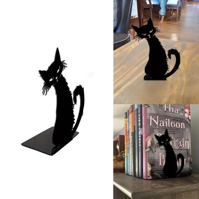 1pc, Metal Cat Desktop Decoration, Desktop Metal Artwork, Bookends Decoration, Halloween Decoration Wall Decoration