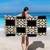 2D Flach, 1 Stück, Schwarz-Weiß Geometrisches Blumenmuster Strandtuch, Weich und Hautfreundlich, Kein Fusseln, Leicht zu Reinigen, Langlebig