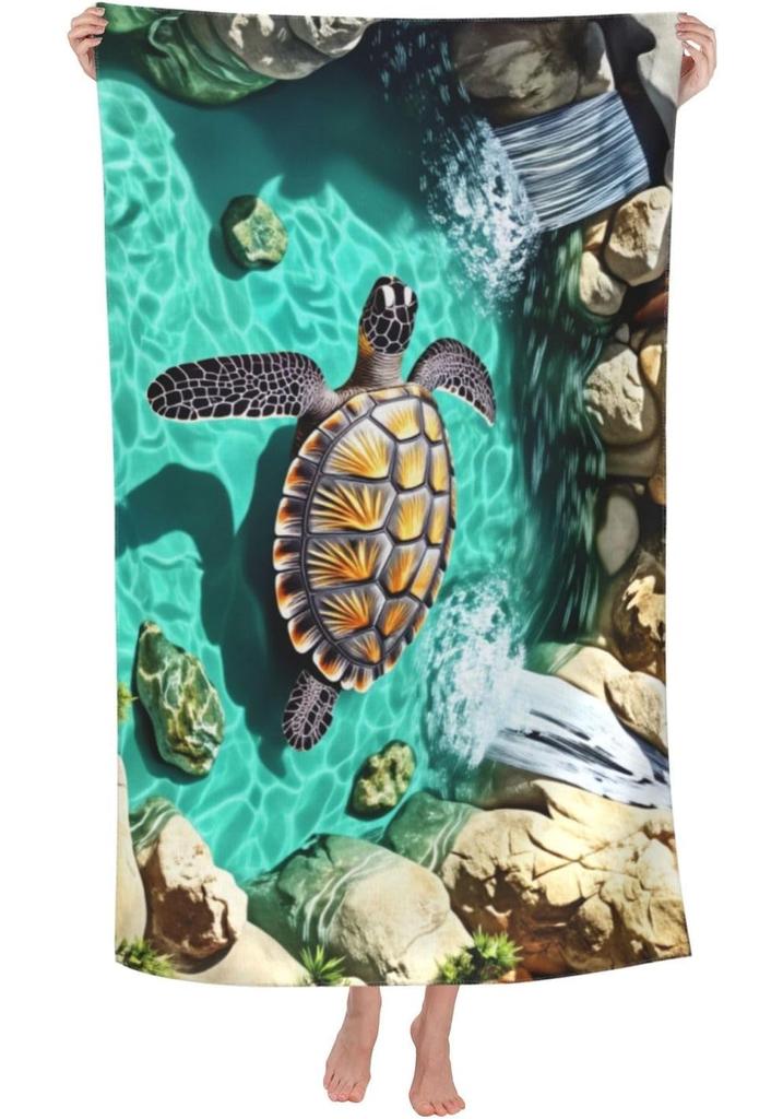 Tropical Sea Turtle Beach Towel Set Ocean Life Nautical Bathroom Decor Home Summer Vacation Art Printed Towel
