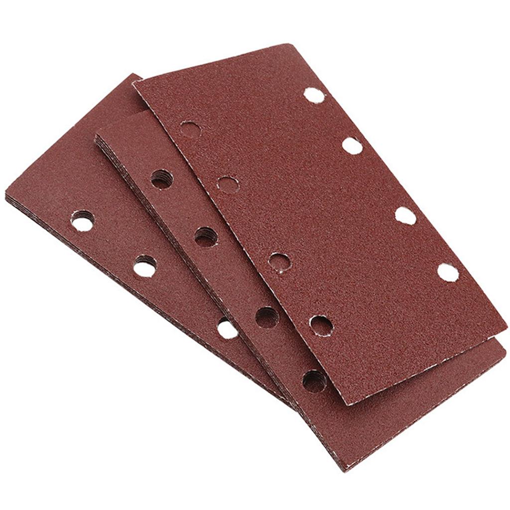 8 Holes Rectangular Sanding Pads 40/60/80/100/120/180/240 Grits Self-adhesive Flocking Sandpaper Hook and Loop Pads