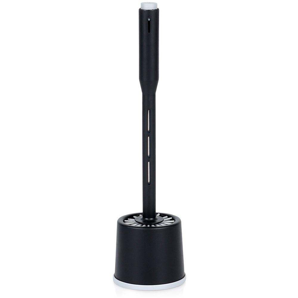 Silicone Toilet Brush with Liquid Dispenser, Black, Bathroom