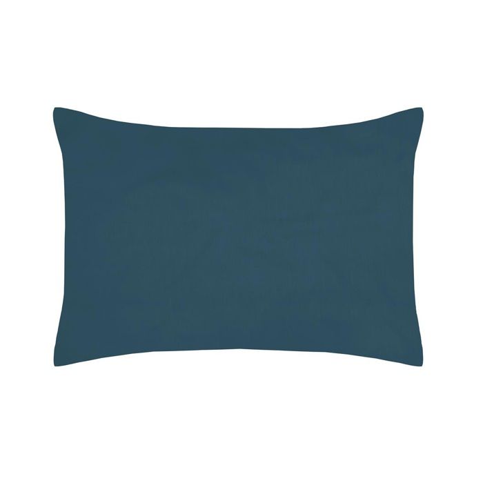 1 Taie d'oreiller percale de coton uni 50 x 70 cm Elysee petrole
