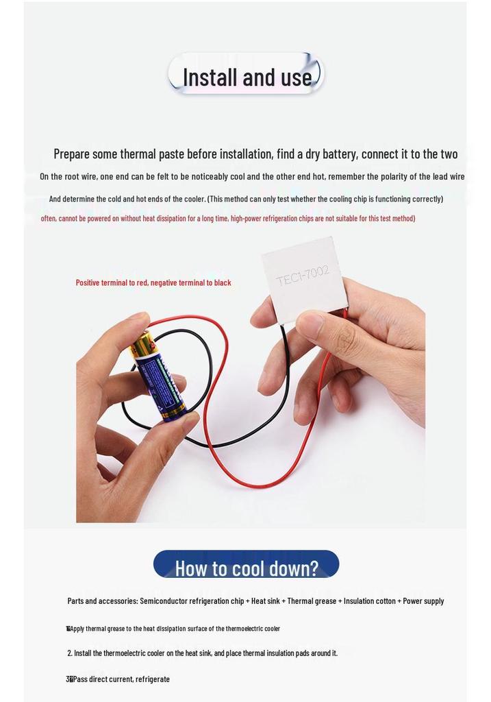 TEC1-07002 Semiconductor Refrigeration Sheet: Mobile Phone Clip & Low Power Hair Dryer Radiator