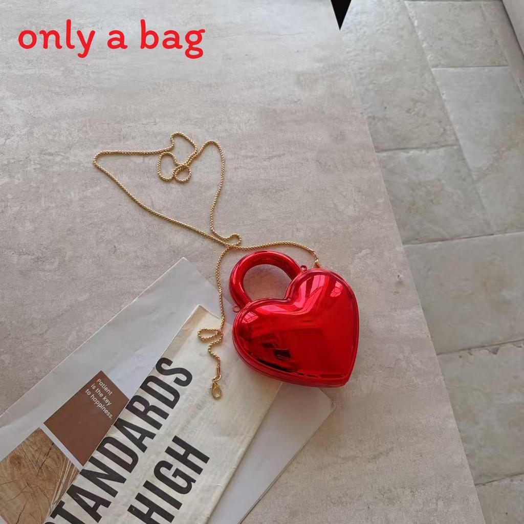 Acrylic Heart Shape Womens Chain Shoulder Bag With Magnetic Closure For Daily Use