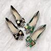Single Shoes Women's 2025 Spring and Summer New Versatile Pointed Flat-soled Ladyshoes Thousand Bird Grid Bow Shallow Mouth Temperament Soft Sole