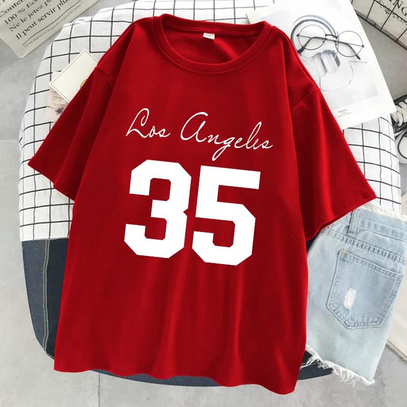 

Лос-Анджелес Джерси номер 35 футболка с принтом женские уличные футболки в стиле Харадзюку индивидуальная футболка в стиле хип-хоп дышащая футболка с коротким рукавом 3XL