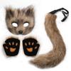 Halloween Fox Costume Set: Mask, Gloves & Plush Tail Cosplay Accessories