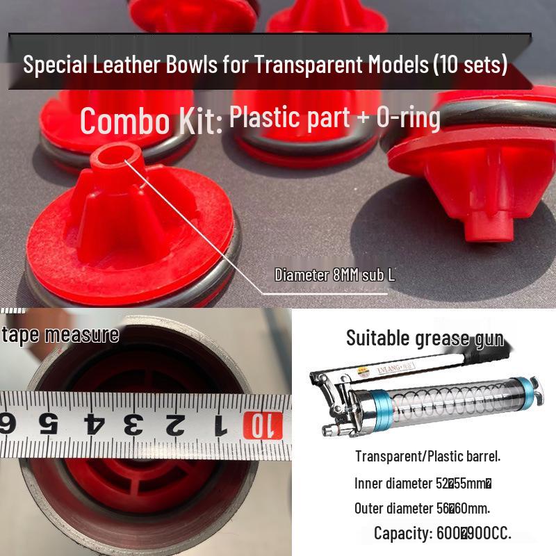 Universal Grease Gun Spare Parts Set: Leather Cup, Oil Seal, Rubber Ring, Iron Sheet, Plastic Parts