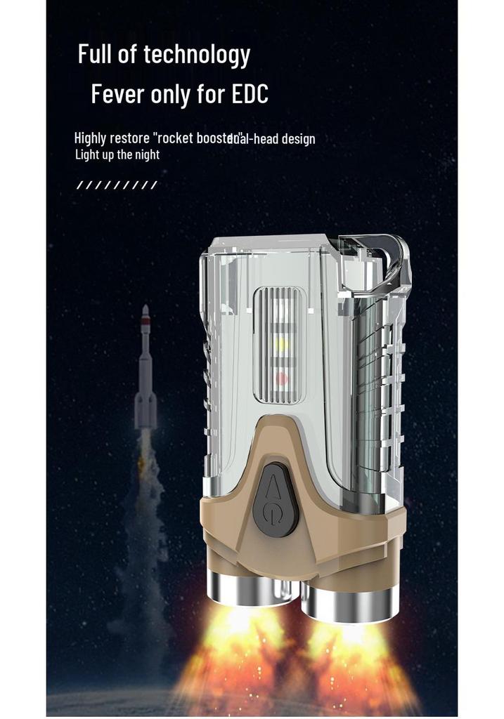 Compact Waterproof Multi-Function Keychain Flashlight with Magnetic Base and Emergency/Bike Warning Light