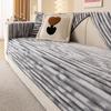 Anti Slip Sofa Cover Gray Flannel Sofas Cushion Gradient Color Stripes Sofa Cushion Pillowcase Thickened in Winter Couch Cover