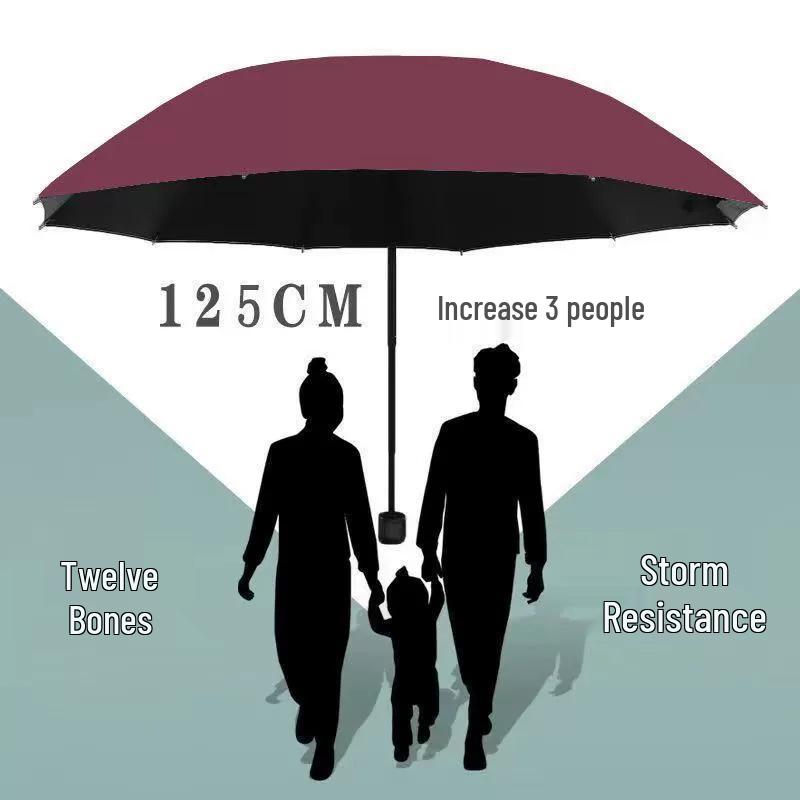 Twelve-Bone Extra-Large Dual-Use Manual Umbrella with Black Glue Sunscreen
