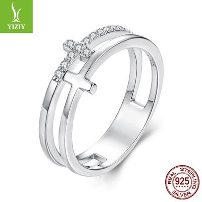 Personalized Double Cross Ring For Men And Women, Cross-Border Fashion S925 Sterling Silver Ring Jewelry