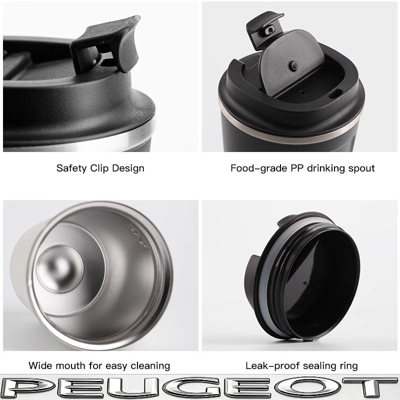 hijk1 Car Cafe Coffee Mug 380ML Stainless Steel Thermos Mug For VW Golf Tiguan T-Roc Polo Passat ID.4 T-Cross ID.3 Taigo ID.7 Atlas