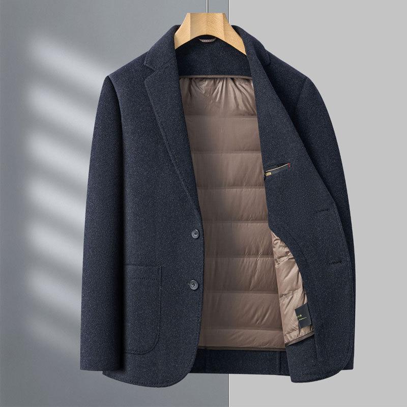 Men's Solid Color Wool Wool Suit Jacket for Winter New Middle-aged Men's Business Casual Thickened Suit Top