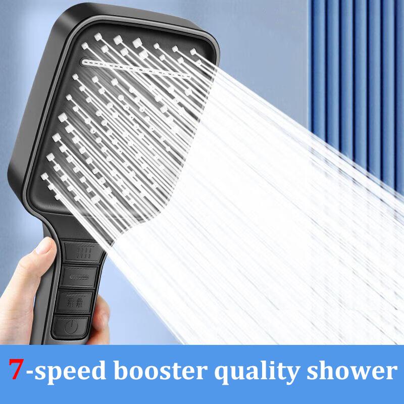 

7-speed Booster Handheld High-quality Shower Head Shower Household Large Panel Filter Shower Head Set чорний