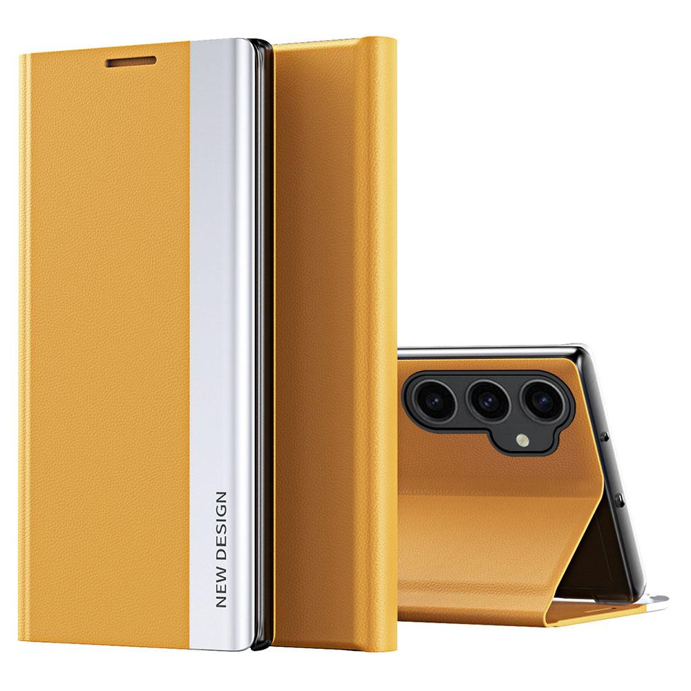 For Samsung Galaxy S23 FE PU Leather+PC Electroplating Phone Cover Drop Protection Stand Case