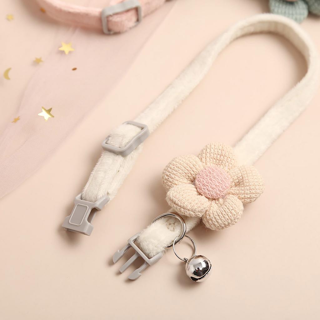 Pet Collar Traction Cute Cartoon Flower Bell Collar Necklace Small Dog Supplies With - Collar Adjustable Cute - Collar