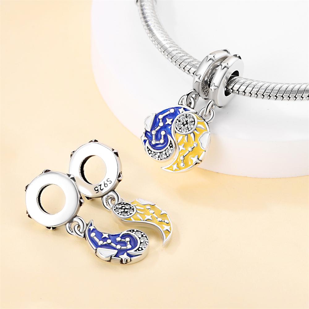 Charm Bead Charms Authentic copper Star Shape Moon Combination Pendant Bead Charms Compatible With Bracelets Diy Fine Gift Women Delicate Jewellery