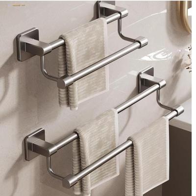 Punch-Free Towel Holder Bar Bathroom Storage Rack Organizer Wall-Mounted Shelf Hanger Multilayer
