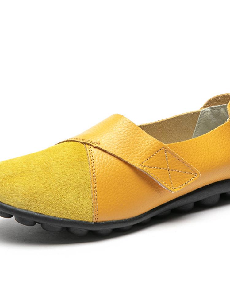 Fashion Woman's Flats Loafers Shoes Soft Genuine Leather Casual Shoes Big Size 35-44 Mocassin Boat Shoes for Women Hook Loop de mujer