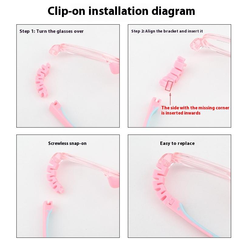 Children's Silicone Glasses Legs Glasses Arm Anti-Slip Snap-on Eyeglasses Arm Replacement Multiple Color Silicone Glasses Legs