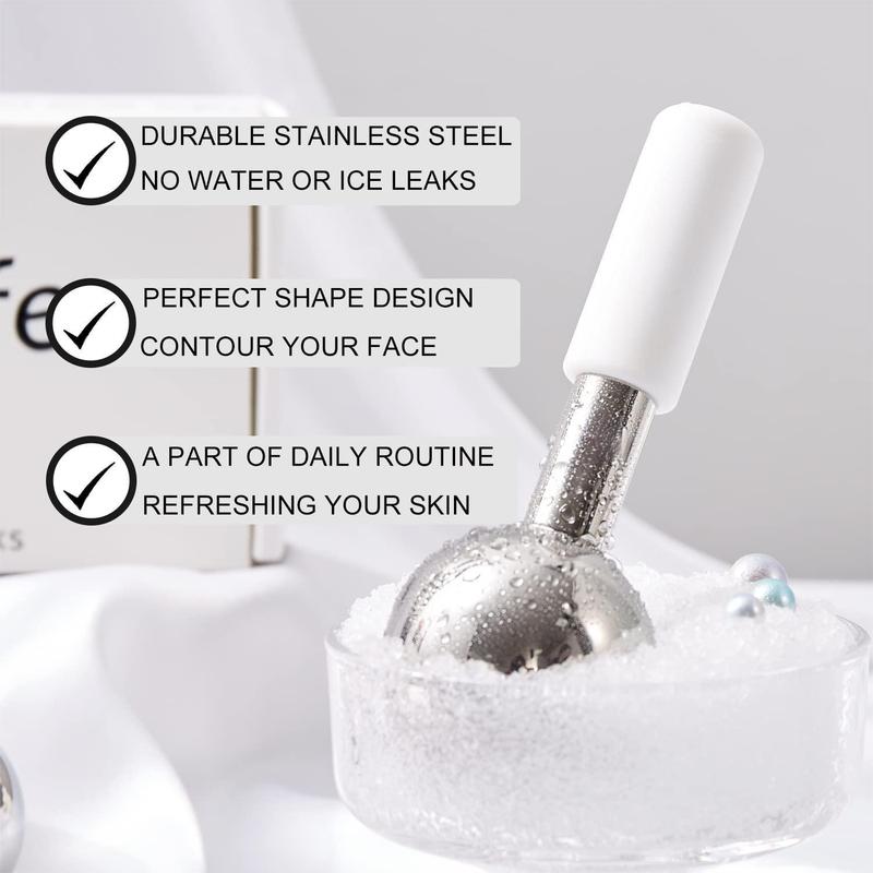 Mini 2pcs Ice Globes Stainless Steel Cryo Sticks for Face Eye Facial Cold Roller Cooling Globe for Puffiness Wrinkle Dark Circle